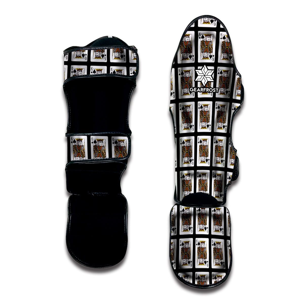 King Of Spades Playing Card Pattern Print Muay Thai Shin Guard
