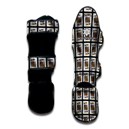 King Of Spades Playing Card Pattern Print Muay Thai Shin Guard