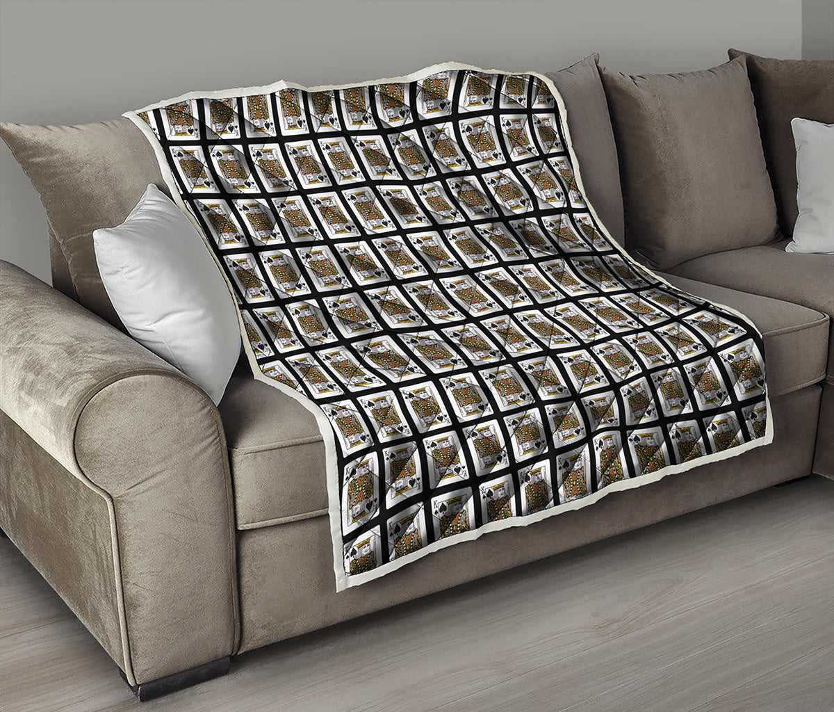 King Of Spades Playing Card Pattern Print Quilt
