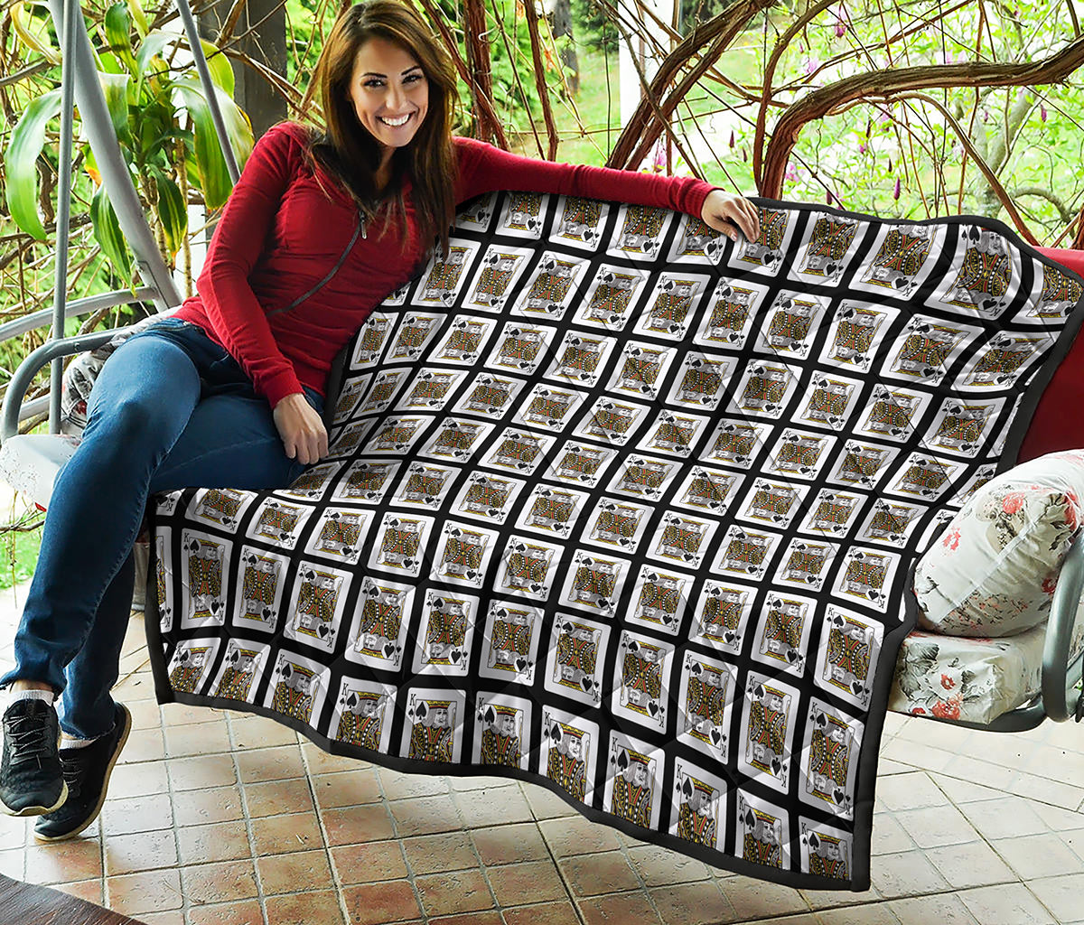 King Of Spades Playing Card Pattern Print Quilt
