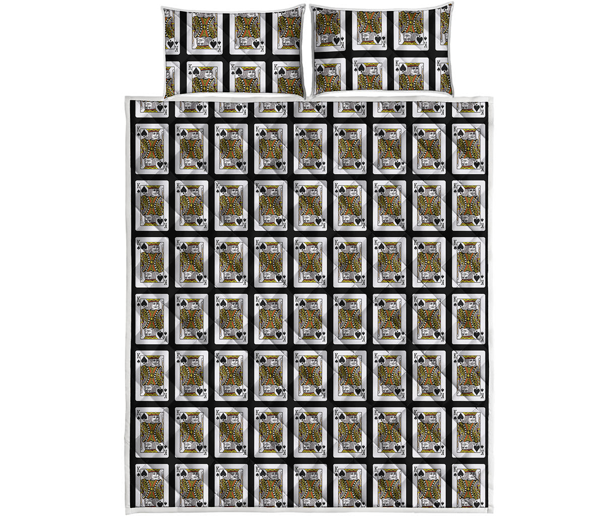 King Of Spades Playing Card Pattern Print Quilt Bed Set