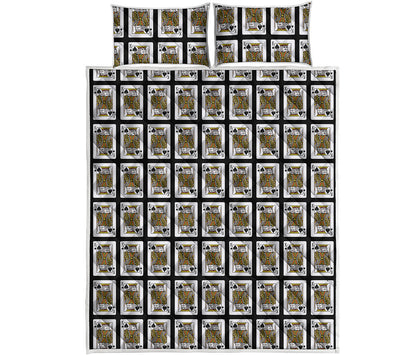King Of Spades Playing Card Pattern Print Quilt Bed Set