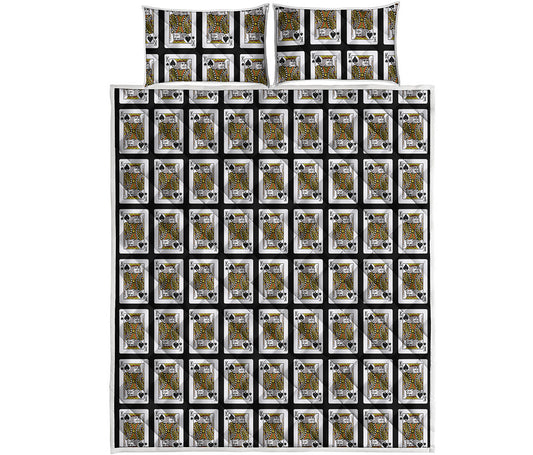 King Of Spades Playing Card Pattern Print Quilt Bed Set