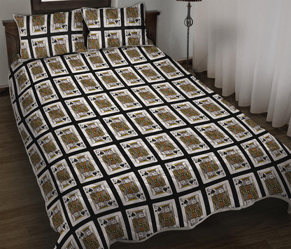 King Of Spades Playing Card Pattern Print Quilt Bed Set