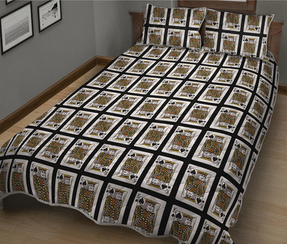 King Of Spades Playing Card Pattern Print Quilt Bed Set