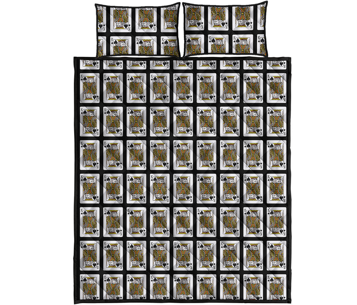King Of Spades Playing Card Pattern Print Quilt Bed Set