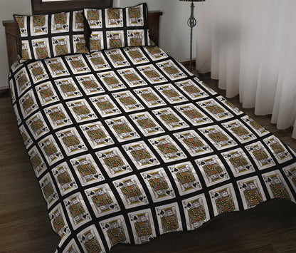 King Of Spades Playing Card Pattern Print Quilt Bed Set