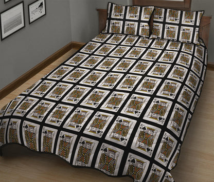 King Of Spades Playing Card Pattern Print Quilt Bed Set