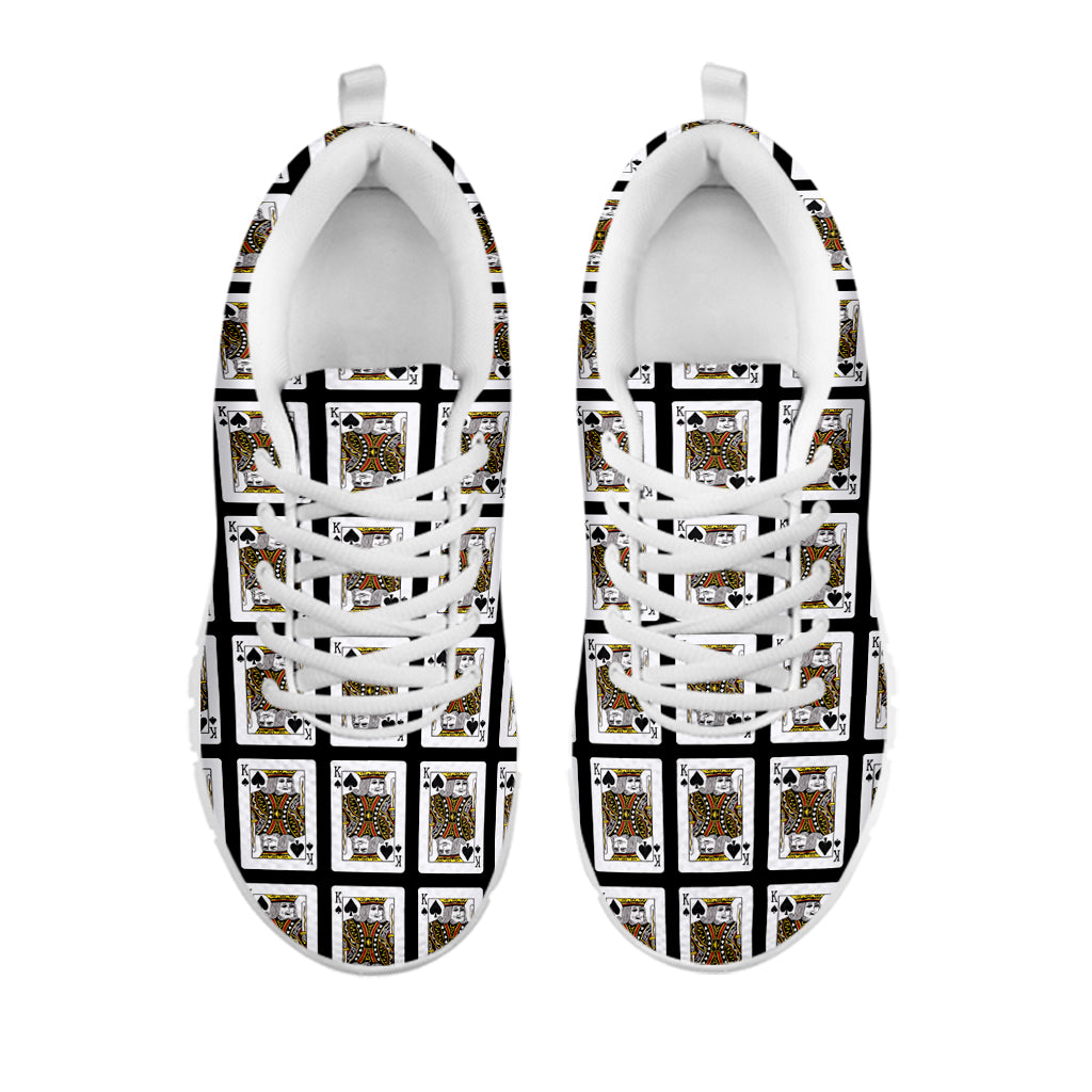 King Of Spades Playing Card Pattern Print White Sneakers