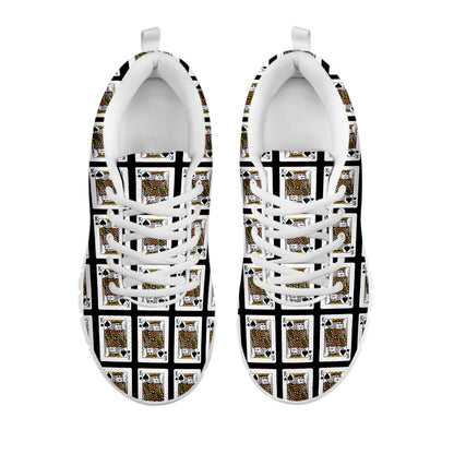 King Of Spades Playing Card Pattern Print White Sneakers