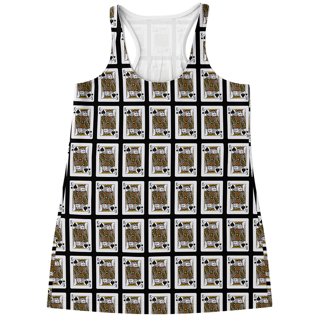 King Of Spades Playing Card Pattern Print Women's Racerback Tank Top