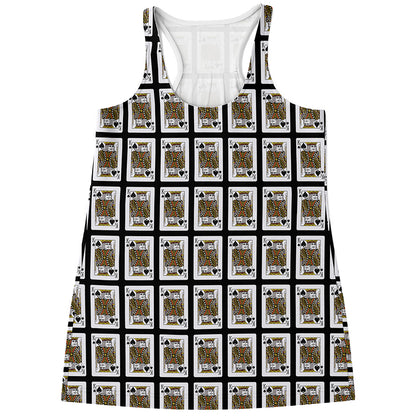 King Of Spades Playing Card Pattern Print Women's Racerback Tank Top