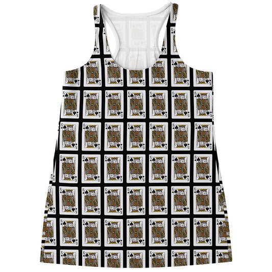 King Of Spades Playing Card Pattern Print Women's Racerback Tank Top