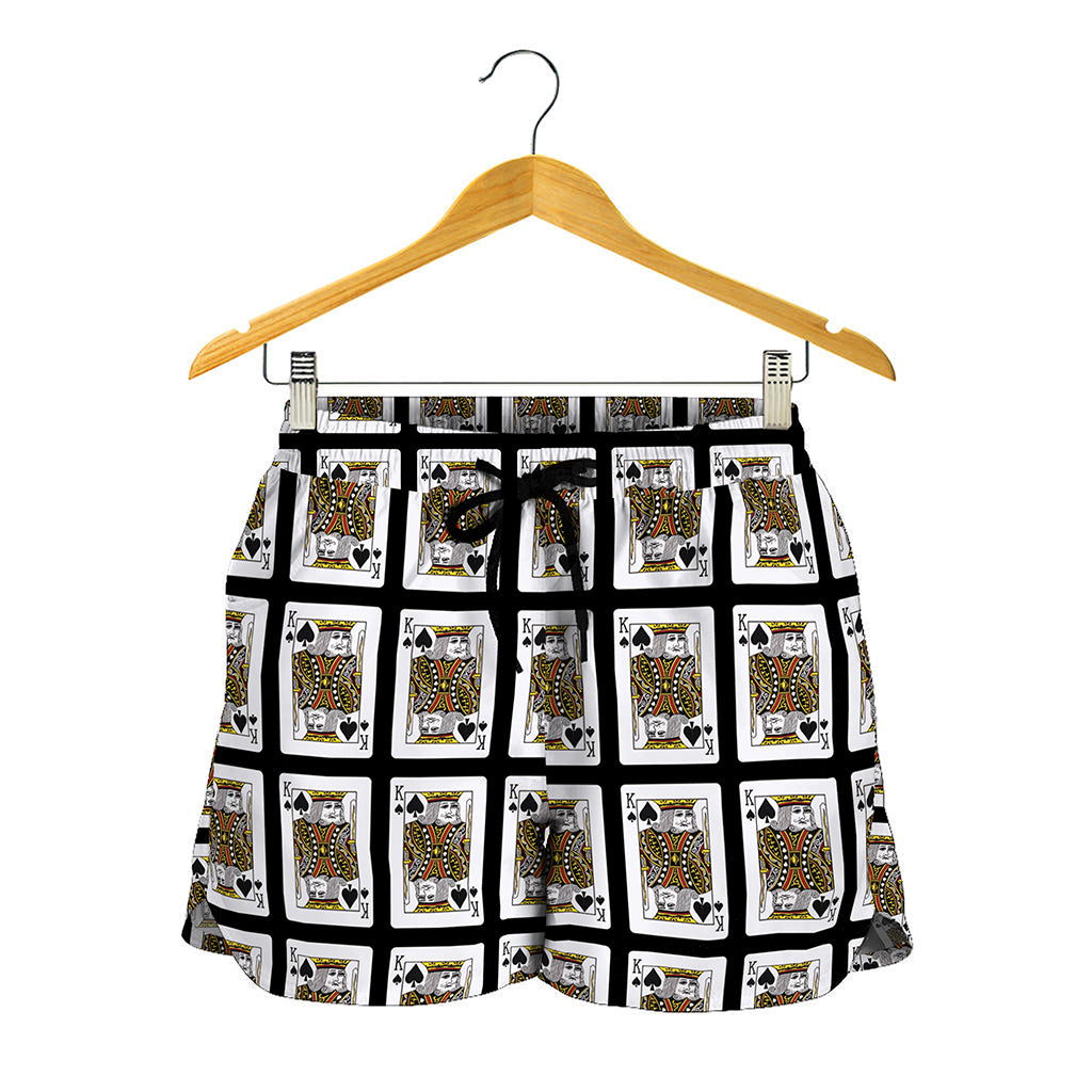 King Of Spades Playing Card Pattern Print Women's Shorts