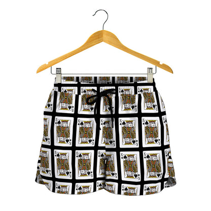 King Of Spades Playing Card Pattern Print Women's Shorts