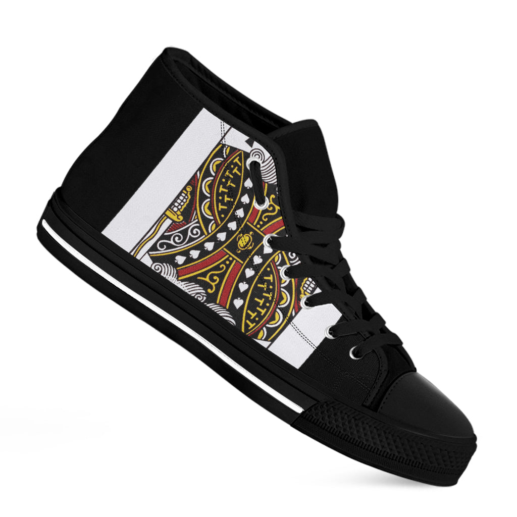 King Of Spades Playing Card Print Black High Top Shoes