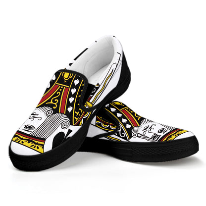 King Of Spades Playing Card Print Black Slip On Shoes