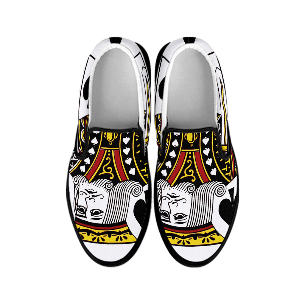 King Of Spades Playing Card Print Black Slip On Shoes