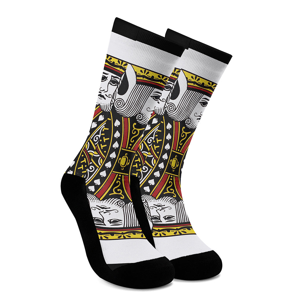 King Of Spades Playing Card Print Crew Socks