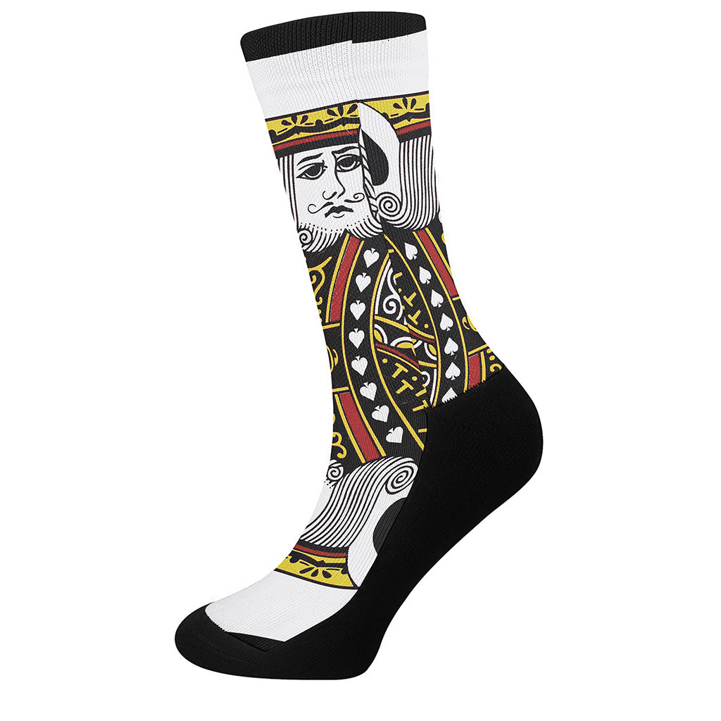 King Of Spades Playing Card Print Crew Socks