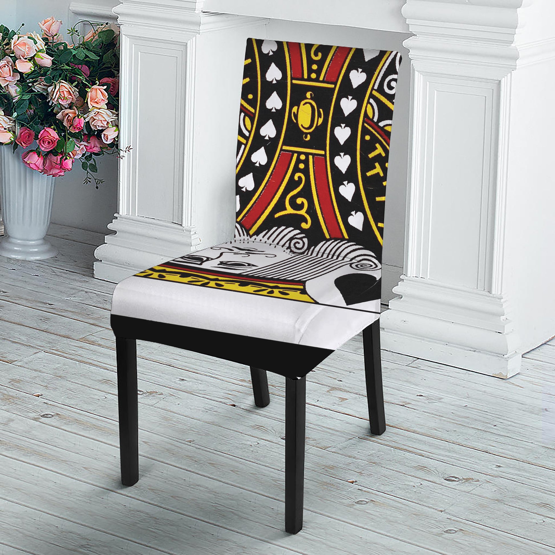 King Of Spades Playing Card Print Dining Chair Slipcover