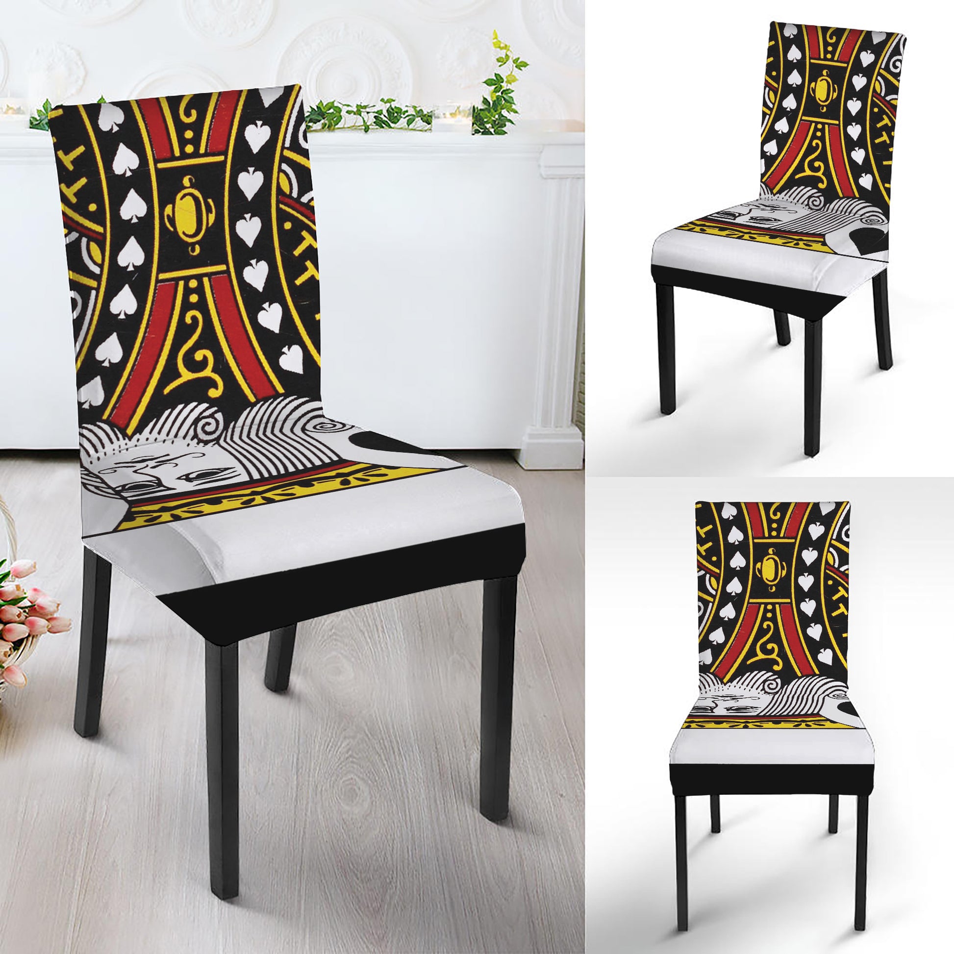 King Of Spades Playing Card Print Dining Chair Slipcover