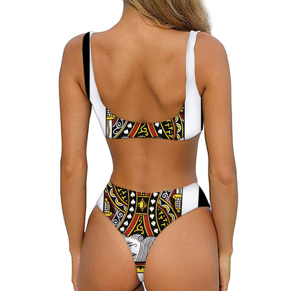 King Of Spades Playing Card Print Front Bow Tie Bikini