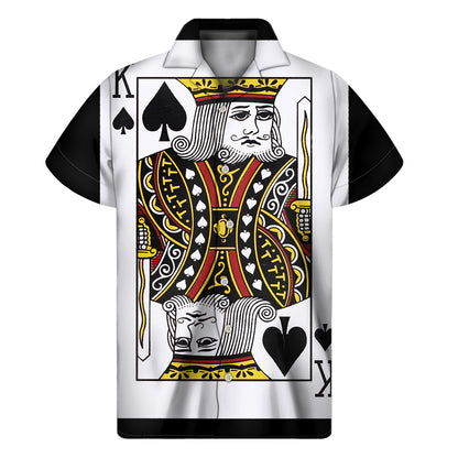 King Of Spades Playing Card Print Men's Short Sleeve Shirt