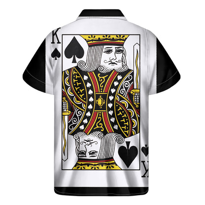 King Of Spades Playing Card Print Men's Short Sleeve Shirt