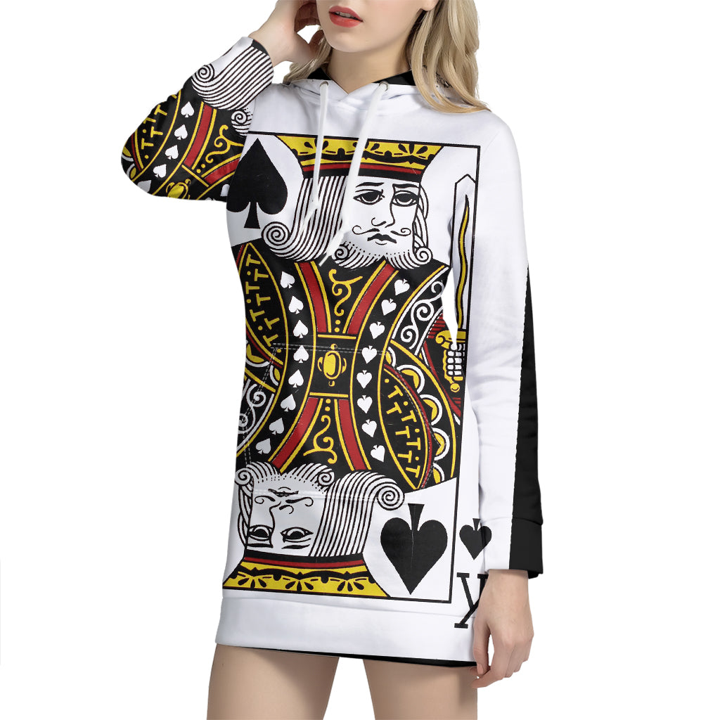 King Of Spades Playing Card Print Pullover Hoodie Dress