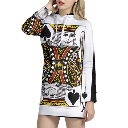 King Of Spades Playing Card Print Pullover Hoodie Dress