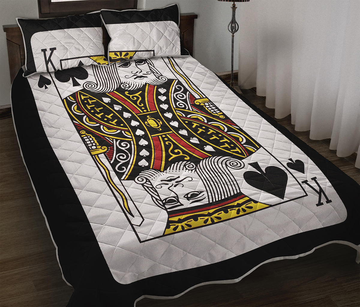 King Of Spades Playing Card Print Quilt Bed Set
