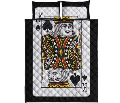 King Of Spades Playing Card Print Quilt Bed Set