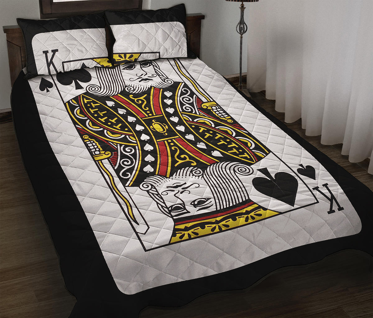 King Of Spades Playing Card Print Quilt Bed Set
