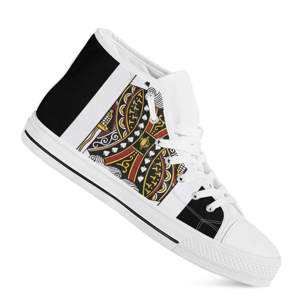 King Of Spades Playing Card Print White High Top Shoes