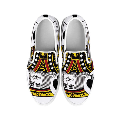 King Of Spades Playing Card Print White Slip On Shoes