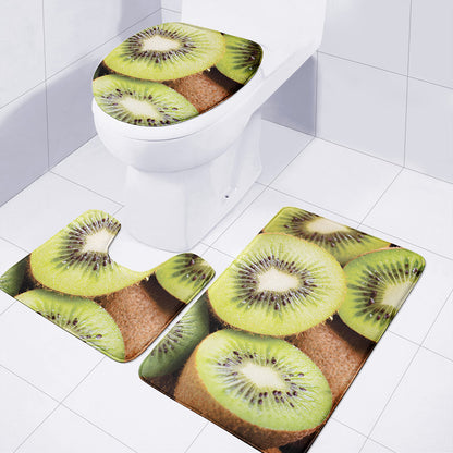 Kiwi 3D Print 3 Piece Bath Mat Set