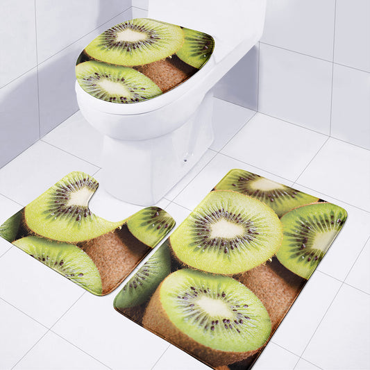 Kiwi 3D Print 3 Piece Bath Mat Set
