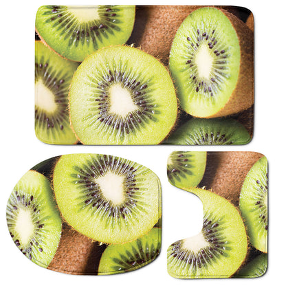 Kiwi 3D Print 3 Piece Bath Mat Set