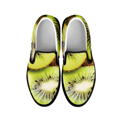 Kiwi 3D Print Black Slip On Shoes