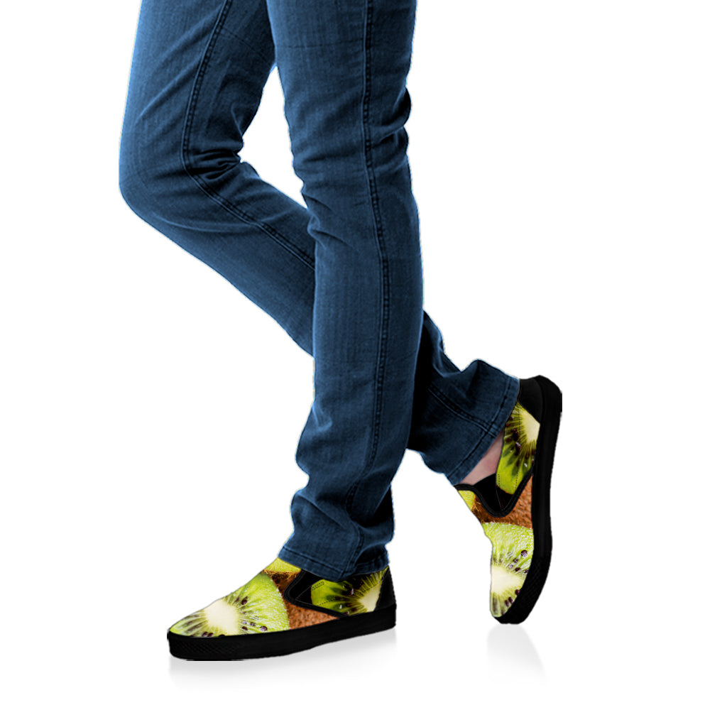 Kiwi 3D Print Black Slip On Shoes