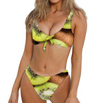Kiwi 3D Print Front Bow Tie Bikini