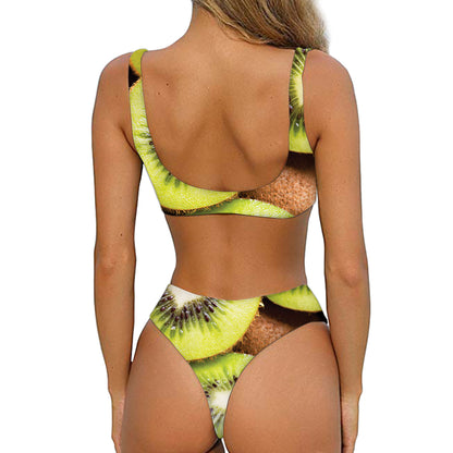 Kiwi 3D Print Front Bow Tie Bikini