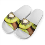 Kiwi 3D Print White Slide Sandals