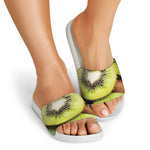 Kiwi 3D Print White Slide Sandals