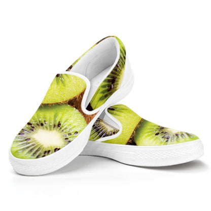 Kiwi 3D Print White Slip On Shoes