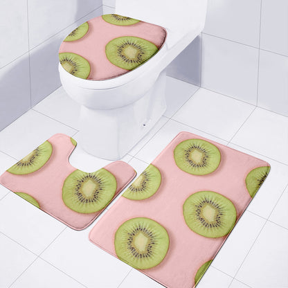 Kiwi Slices Pattern Print 3 Piece Bath Mat Set
