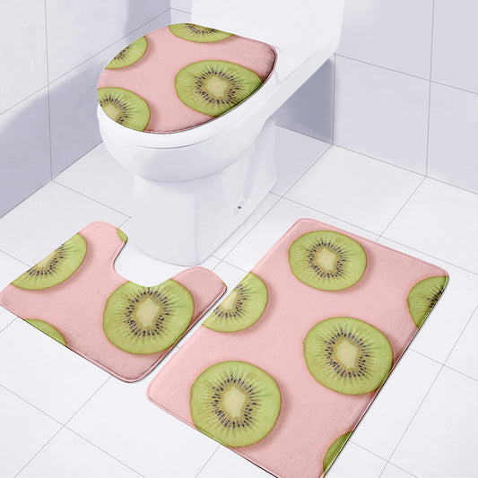 Kiwi Slices Pattern Print 3 Piece Bath Mat Set
