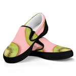 Kiwi Slices Pattern Print Black Slip On Shoes