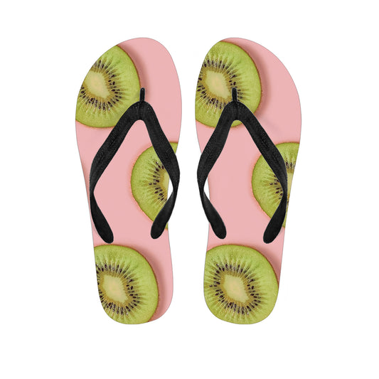 Kiwi Slices Pattern Print Flip Flops